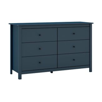 Commode 6 tiroirs en pin massif laqué bleu marine - MYSIA