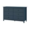 Commode 6 tiroirs en pin massif laqué bleu marine - MYSIA