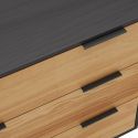 Commode 3 tiroirs en pin massif ciré et teinté noir - VIKOV