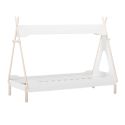 Lit tipi 90x190 en MDF et pin massif laqué blanc et ciré naturel - NOLIAN