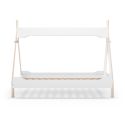 Lit tipi 90x190 en MDF et pin massif laqué blanc et ciré naturel - NOLIAN