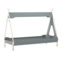 Lit tipi 90x190 en MDF et pin massif laqué vert pétrole et ciré naturel - NOLIAN