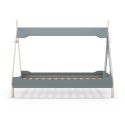 Lit tipi 90x190 en MDF et pin massif laqué vert pétrole et ciré naturel - NOLIAN
