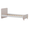 Lit 90x190 en MDF et pin massif laqué crème et blanc pieds en pin naturel - ENORA