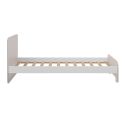 Lit 90x190 en MDF et pin massif laqué crème et blanc pieds en pin naturel - ENORA