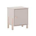 Chevet 1 porte en MDF et pin massif laqué crème pieds en pin naturel - ENORA