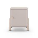 Chevet 1 porte en MDF et pin massif laqué crème pieds en pin naturel - ENORA