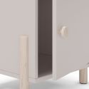 Chevet 1 porte en MDF et pin massif laqué crème pieds en pin naturel - ENORA