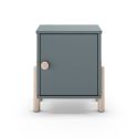 Chevet 1 porte en MDF et pin massif laqué vert kaki pieds en pin naturel - ENORA