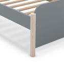 Lit 90x190 en MDF et pin massif laqué vert kaki pieds en pin naturel - ENORA