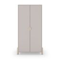 Penderie 2 portes en MDF et pin massif laqué crème pieds en pin naturel - ENORA