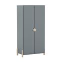 Penderie 2 portes en MDF et pin massif laqué vert kaki pieds en pin naturel - ENORA