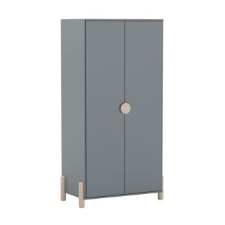 Penderie 2 portes en MDF et pin massif laqué vert kaki pieds en pin naturel - ENORA