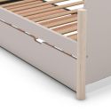 Lit gigogne 90x190 en MDF et pin massif laqué crème pieds en pin naturel - ENORA