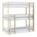 Lit superposé 3 couchages 90x190 en MDF laqué blanc et pin naturel - SOMIS