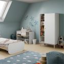 Penderie 1 porte et 4 niches en pin massif et MDF laqué blanc et naturel - KAINA