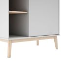 Penderie 1 porte et 4 niches en pin massif et MDF laqué blanc et naturel - KAINA