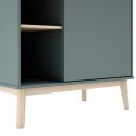 Penderie 1 porte et 4 niches en pin massif et MDF laqué vert kaki et naturel - KAINA