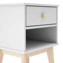 Chevet 1 tiroir et 1 niche en pin massif et MDF laqué blanc et naturel - KAINA