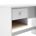 Bureau 1 tiroir et 1 niche en pin massif et MDF laqué blanc et naturel - KAINA