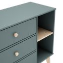Commode 2 tiroirs et 2 niches en pin massif et MDF laqué vert kaki et naturel - KAINA