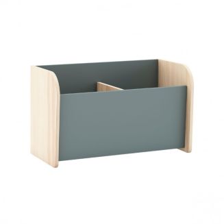 Coffre à jouet en pin massif naturel et MDF laqué vert kaki - KAINA