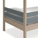 Lit cabane 90x190 avec barrière en pin massif naturel et MDF laqué vert kaki - MESSA