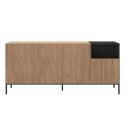 Buffet 4 portes 1 niche en mélaminé imitation bois et noir piètement métal laqué noir - CALLAS