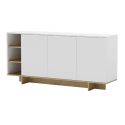 Buffet 3 portes 3 niches 170cm en mélaminé blanc et imitation bois - ESQUISSE