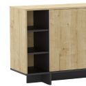 Buffet 3 portes 3 niches 170cm en mélaminé imitation bois et noir - ESQUISSE