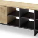 Meuble TV 2 portes 230cm en mélaminé imitation bois et noir - ESQUISSE