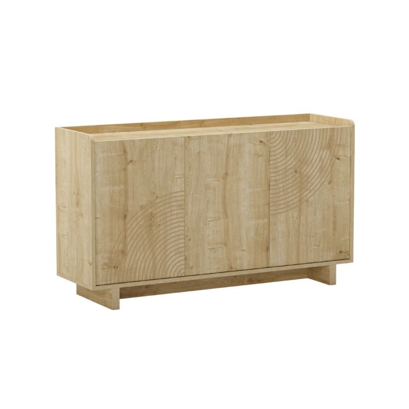 Buffet 3 portes 140cm en mélaminé imitation bois décor relief fraisé - RIAD