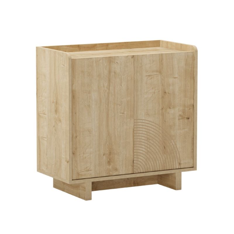 Meuble de rangement 2 portes en mélaminé imitation bois décor relief fraisé - RIAD