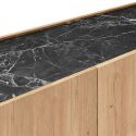 Buffet 4 portes 180cm en mélaminé imitation bois et marbre noir - ODALYS