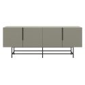 Buffet 4 portes en mélaminé vert kaki et piètement et poignées en métal laqué noir - ALDINE