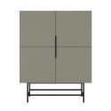 Meuble de rangement 4 portes en mélaminé vert kaki et piètement et poignées en métal laqué noir - ALDINE