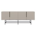 Buffet 4 portes en mélaminé beige et piètement et poignées en métal laqué noir - ALDINE