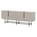 Buffet 4 portes en mélaminé beige et piètement et poignées en métal laqué noir - ALDINE