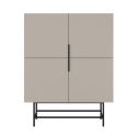 Meuble de rangement 4 portes en mélaminé beige et piètement et poignées en métal laqué noir - ALDINE