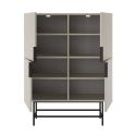 Meuble de rangement 4 portes en mélaminé beige et piètement et poignées en métal laqué noir - ALDINE
