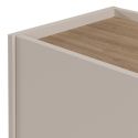 Meuble d'appoint 2 portes en mélaminé beige et imitation bois avec découpe graphique bandeau - LIWENN