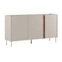 Buffet 3 portes 150cm en mélaminé beige et imitation bois avec découpe graphique bandeau - LIWENN