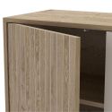 Buffet 2 portes 3 tiroirs en mélaminé imitation bois et beige piètement et poignées métal - MYRINE