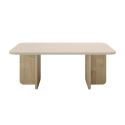 Table basse rectangulaire en mélaminé plateau beige et piètement imitation bois - HESTIA