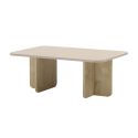 Table basse rectangulaire en mélaminé plateau beige et piètement imitation bois - HESTIA