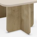 Table basse rectangulaire en mélaminé plateau beige et piètement imitation bois - HESTIA