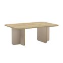 Table basse rectangulaire en mélaminé plateau imitation bois et piètement beige - HESTIA