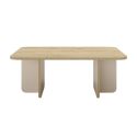 Table basse rectangulaire en mélaminé plateau imitation bois et piètement beige - HESTIA