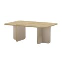 Table basse rectangulaire en mélaminé plateau imitation bois et piètement beige - HESTIA
