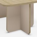 Table basse rectangulaire en mélaminé plateau imitation bois et piètement beige - HESTIA